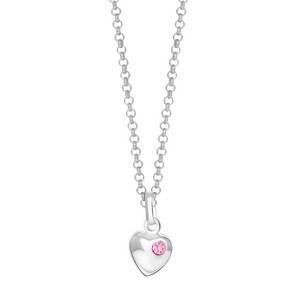 Hjerte halskæde i sølv med pink krystal. Noa Kids 869 110